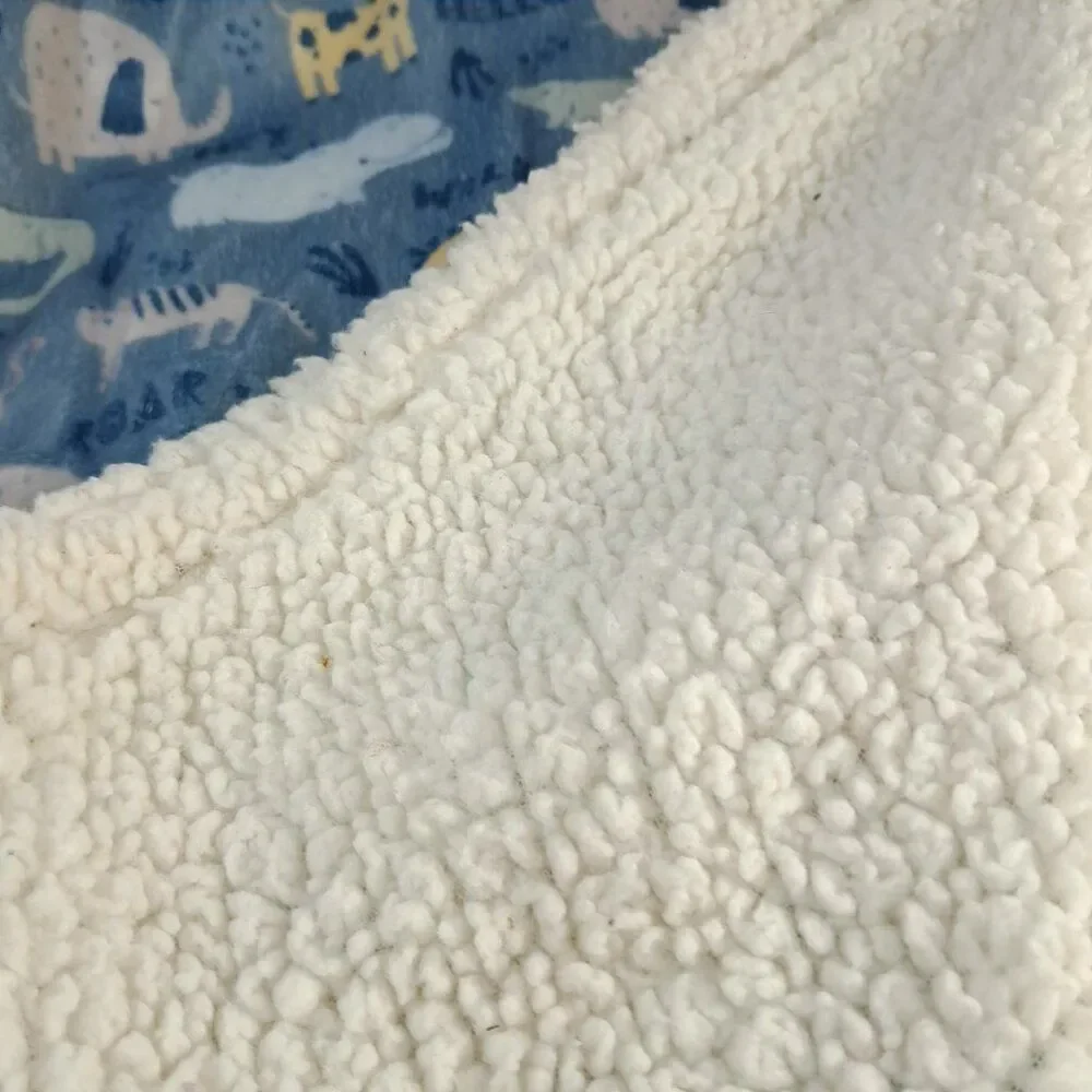 Jonah & Belle Baby Blanket Safari zoo Animals Elephant‎ Giraffe Roar blue sherpa